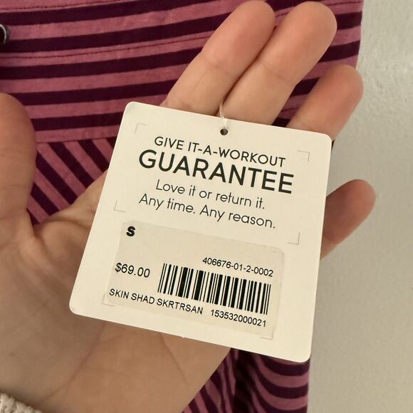 Athleta Women’s S Faux Wrap Skirt Striped Pink Purple Mid Length NWT - Picture 3 of 9